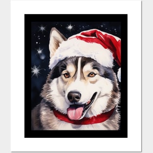 Christmas Siberian Husky Dog Posters and Art